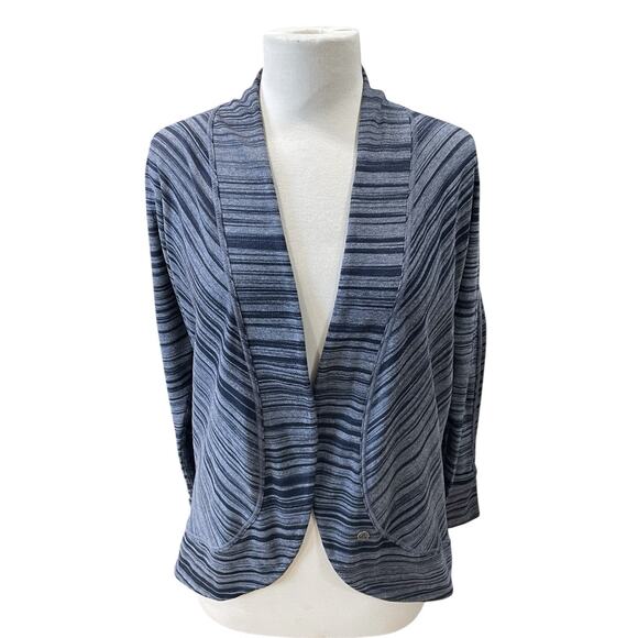 Prana Gray/Blue Stripe Paradiso Open Wrap Cardigan Cocoon Women's Size X-Large - Picture 1 of 10